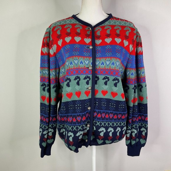 Vintage Elegance Seiler Sweater Womens Cardigan Wool Blend Heavy Knit Large? - Picture 1 of 12